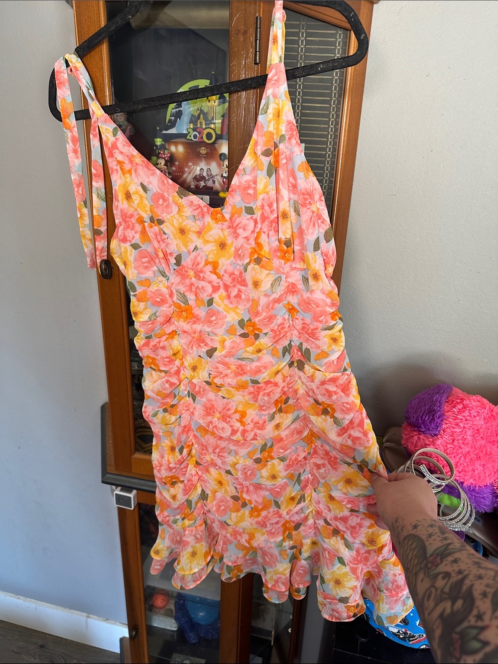 Lily Rose Pink & Yellow Floral Ruffle Dress